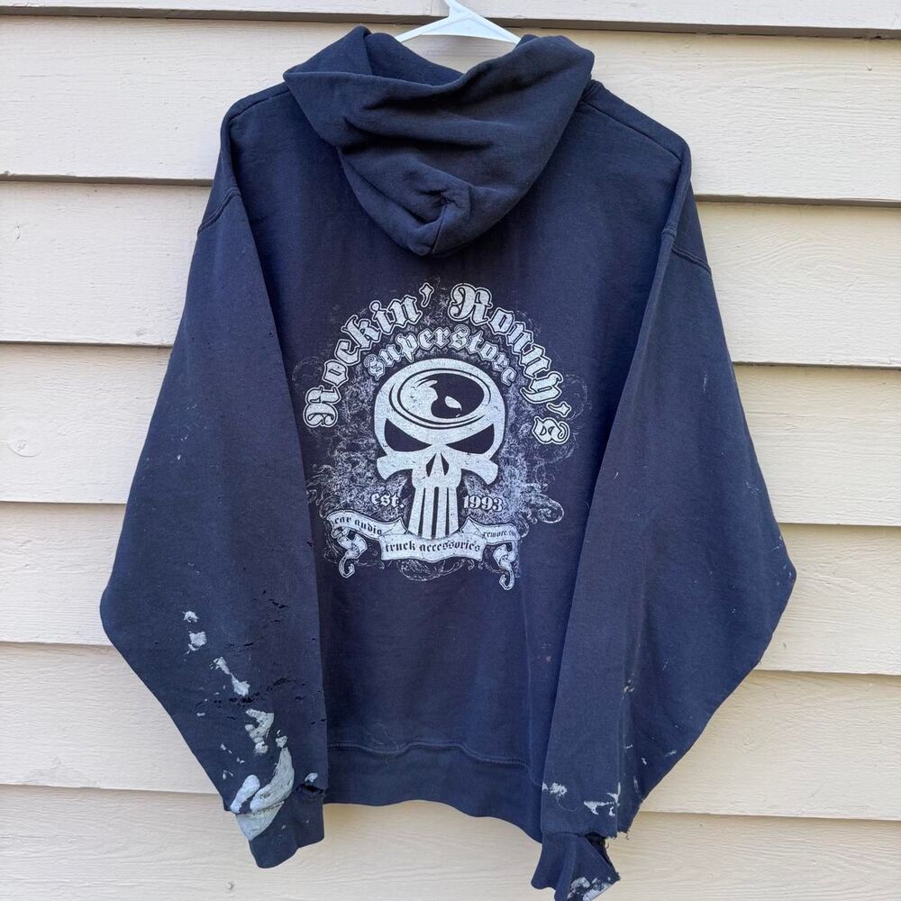 Jerzees Men's Black and Navy Hoodie